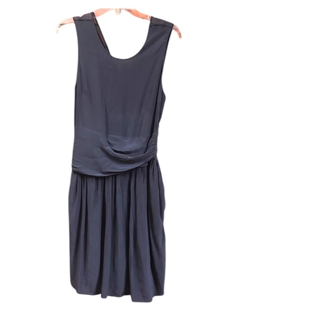 3.1 Phillip Lim Silk Fit Flare Dress Fairy Sleeveless Ruched Draped Wide Band S